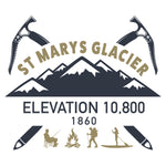 St Marys Glacier Logo, St Marys Glacier community logo, mountain logo pick axe logo, mountaineering axe logo, fishing logo, campfire logo, hiking logo, sup logo, stand up paddle board logo