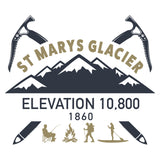 St Marys Glacier Logo, St Marys Glacier community logo, mountain logo pick axe logo, mountaineering axe logo, fishing logo, campfire logo, hiking logo, sup logo, stand up paddle board logo