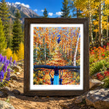 Aspen Colorado art, Aspen Colorado fall, fall mountain biking, Colorado mountain bike art, aspen trees, autumn landscape painting, Colorado fall colors, mountain biking artwork, Aspen trails, Colorado outdoor adventure art, Colorado wall art.