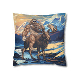 bigfoot riding moose pillow, yeti riding moose pillow, Sasquatch riding moose pillow, Squatch riding moose pillow, bigfoot pillow, yeti pillow, sasquatch pillow, squatch pillow, bigfoot peace sign pillow, yeti peace sign pillow, sasquatch peace sign pillow, squatch peace sign pillow, moose pillow, mountain pillow, mountain and river pillow, snowy mountain pillow, colorado pillow, bigfoot wearing sunglasses pillow, yeti wearing sunglasses pillow, funny bigfoot pillow, funny moose pillow