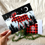 Buffalo Plaid Moose Mountain Greeting Card; Buffalo Plaid Greeting Card, colorado artist, colorado art, colorado artwork, Buffalo Plaid Moose Card, Pikes Peak card, Colorado Springs Card, Mountain card, moose silhouette card, Colorado mountain card, moose greeting card, mountain greeting card, Colorado mountain greeting card, card with moose, card with mountain, thank you card, congratulations card, moose silhouette card, moose silhouette greeting card