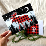 Buffalo Plaid Moose Mountain Greeting Card; Buffalo Plaid Greeting Card, colorado artist, colorado art, colorado artwork, Buffalo Plaid Moose Card, Pikes Peak card, Colorado Springs Card, Mountain card, moose silhouette card, Colorado mountain card, moose greeting card, mountain greeting card, Colorado mountain greeting card, card with moose, card with mountain, thank you card, congratulations card, moose silhouette card, moose silhouette greeting card