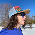 colorado flag hat, colorado flag trucker hat, mt blue sky hat, mount blue sky trucerk hat, mt. evans hat, mount evans trucker hat, contour lines hat, colorado mountains hat, colorado mountains trucker hat, idaho springs colorado hat, idaho springs colorado trucker hat, mountain hat, mountain trucker hat, mountain and river hat, mountain and river trucker hat, colorado sunrise hat, colorado sunset hat, colorado sunrise trucker hat, colorado sunset trucker hat