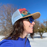 colorado flag hat, colorado flag trucker hat, mt blue sky hat, mount blue sky trucerk hat, mt. evans hat, mount evans trucker hat, contour lines hat, colorado mountains hat, colorado mountains trucker hat, idaho springs colorado hat, idaho springs colorado trucker hat, mountain hat, mountain trucker hat, mountain and river hat, mountain and river trucker hat, colorado sunrise hat, colorado sunset hat, colorado sunrise trucker hat, colorado sunset trucker hat
