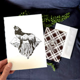 Mt. lEVAtation Night Wolf Greeting Card, wolf silhouette greeting card, floating mountain greeting card, wolf howling greeting card, full moon greeting card, mt. Eva greeting card, colorado mountain greeting card, colorado greeting card, wolf silhouette card, floating mountain greeting card, wolf howling card, full moon card, mt. Eva card, colorado mountain card, colorado card, thank you card, congratulations card, Christmas card, sympathy card, get well card