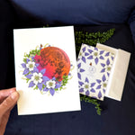 Columbine Blood Moon greeting card, columbine greeting card, full moon greeting card, blood moon greeting card, dotwork moon card, columbine card, butterfly card, columbine moon card, floral moon greeting card, floral moon card, flower moon card, flower moon greeting card