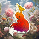 Fox with Henna and Paisley with some Mandelbrot mixed in.  Fox silhouette sticker, fox sticker, paisley fox sticker, Mandelbrot sticker, floral fox sticker, mandala fox, mandala sticker, paisley sticker, animal sticker