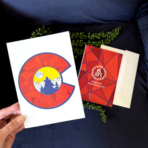 Colorado Flag Fractal Wolf Howling at a Full Moon : Wolf Paw Greeting Card: wolf howling at the moon, colorado mountains, fractal colorado c, wolf silhouette, Colorado Flag C Wolf howling silhouette, Colorado Flag C Wolf howling, Colorado Flag C Wolf howling Silhouette Greeting Card, Colorado Flag C Wolf howling Silhouette card