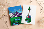 guitar card, guitar greeting card, colorado guitar card, acoustic guitar card, colorado mountains card, colorado mountains greeting card, idaho springs colorado card, idaho springs colorado greeting card, mountain card, mountain greeting card, mountain and river card, mountain and river greeting card, mountain illustration, colorful mountain drawing, colorado card, colorado greeting card