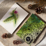 Flight of Fancy Greeting Card; Greeting Card, colorado artist, colorado art, colorado artwork, hummingbird card, hummingbird greeting card, colorado greeting card, henna greeting card, card with hummingbird, card with mandala, thank you card, congratulations card, hummingbird silhouette card, hummingbird silhouette greeting card