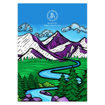 guitar card, guitar greeting card, colorado guitar card, acoustic guitar card, colorado mountains card, colorado mountains greeting card, idaho springs colorado card, idaho springs colorado greeting card, mountain card, mountain greeting card, mountain and river card, mountain and river greeting card, mountain illustration, colorful mountain drawing, colorado card, colorado greeting card