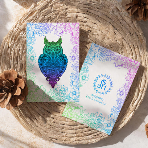 greeting card, owl card, owl thank you card, owl greeting card, mandala greeting card, henna greeting card, thank you card, congratulations card, condolence card, birthday card, owl art, owl artwork, owl design, owl silhouette, mandala owl silhouette