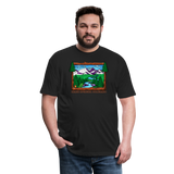 Unisex 50/50 T-Shirt : Colorado Mountains - black; colorado mountains t-shirt, colorado mountains shirt, idaho springs colorado t-shirt, idaho springs colorado shirt, mountain t-shirt, mountain shirt, mountain and river t-shirt, mountain and river shirt, mountain illustration, colorful mountain drawing