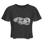 Women's Cropped T-Shirt : Telluride (White Outline) - deep heather; Telluride Ski Resort mountain lines shirt, Telluride shirt, Telluride Ski Area t-shirt, Colorado Mountains shirt, Colorado t-shirt, Colorado Art shirt, line art t-shirt, mountain line art shirt