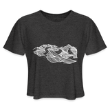 Women's Cropped T-Shirt : Telluride (White Outline) - deep heather; Telluride Ski Resort mountain lines shirt, Telluride shirt, Telluride Ski Area t-shirt, Colorado Mountains shirt, Colorado t-shirt, Colorado Art shirt, line art t-shirt, mountain line art shirt