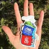 camping mug sticker, mountain adventure sticker, SUP paddle board sticker, moose camping decal, tent camping sticker, outdoor adventure sticker, hiking and camping decal, explore nature sticker, find your joy sticker, get lost along the way sticker, wilderness camping decal, water bottle camping sticker, camper van sticker, national park adventure sticker, kayaking SUP sticker