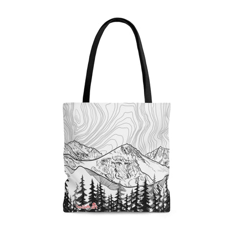 Mt. Eva with Contour Lines shopping tote, colorado landscape shopping tote, colorado landscape grocery bag, contour lines shopping tote, contour lines grocery bag, mountain shopping tote, mountain grocery bag