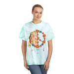 Peace t-shirt, floral peace shirt, american traditional peace child, traditional style hippy woman, floral peace sign with jewelry, pin up, american traditional woman, american traditional girl, diamond cut heart pendant, diamond cut tear drop pendant, tie-dye hippy shirt, tie-dye floral peace sign, tie-dye american traditional hippy woman