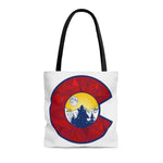 Colorado Flag C with wolf howling Shopping Tote, colorado flag Shopping Tote, colorado flag grocery bag, wolf Shopping Tote, colorado Shopping Tote, mountain Shopping Tote, wolf silhouette Shopping Tote
