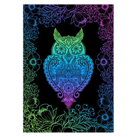 owl greeting card, owl card, floral card, floral greeting card, mandala card, mandala greeting card, mandala owl greeting card