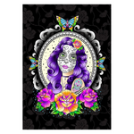 Day of the dead greeting card, Dia de Muertos greeting card, candy skull greeting card, sugar skull greeting card, American traditional woman greeting card, sailor jerry greeting card, old school tattoo greeting card, old school butterfly greeting card, old school roses greeting card, Santa Murete greeting card, halloween greeting card