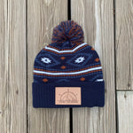 Living The Dream Cuffed beanie, Living the Dream slouch beanie, living the dream beanie, living the dream knit hat, Sedona beanie, living the dream pom beanie, mountain beanie with pom, compass beanie with pom