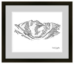 Aspen Highlands Bowl line art, mountain Line drawing, aspen line art, aspen ski resort line art, aspen mountain line art, colorado mountain art, colorado artist, colorado art