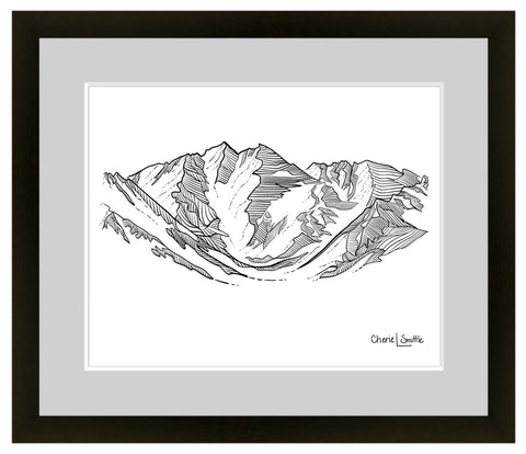 Aspen Highlands Bowl line art, mountain Line drawing, aspen line art, aspen ski resort line art, aspen mountain line art, colorado mountain art, colorado artist, colorado art