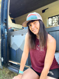 Colorado Mountain Trucker Hat, CO Mountain Corduroy Trucker Hat, Colorado Mountain Hat, Colorado Mountain Suede Leather Hat, pinecone hat, pinecone trucker hat, Colorado Hat, Mountain Hat, Fall Colors Hat