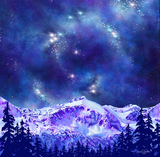 Competing for Attention artwork; mountain and galaxy, vail mountain drawing, vail landscape drawing, vail mountain painting, vail landscape painting