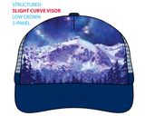 Competing for Attention Trucker Hat; mountain and galaxy, vail hat, vail mountain hat, vail trucker hat