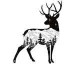 Deer with mountain range and stars.  deer sticker, deer silhouette sticker, deer decal, deer bumper sticker, mountain sticker, mountain decal, mountain bumper sticker, colorado mountain sticker