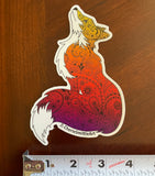 Fox with Henna and Paisley with some Mandelbrot mixed in. fox silhouette sticker, fox sticker, paisley fox sticker, Mandelbrot sticker, floral fox sticker