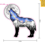 Wolf howling at a full moon with Galaxy inside and Maroon Bells mountain range in Aspen. Sticker, wolf sticker, wolf galaxy sticker, wolf silhouette sticker, wolf full moon sticker, galaxy sticker, full moon sticker