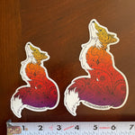 Fox with Henna and Paisley with some Mandelbrot mixed in. fox silhouette sticker, fox sticker, paisley fox sticker, Mandelbrot sticker, floral fox sticker