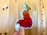 Fox with Henna and Paisley with some Mandelbrot mixed in.  fox silhouette sticker, fox sticker, paisley fox sticker, Mandelbrot sticker, floral fox sticker