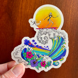 Jack Skellington surfing sticker, jack skellington sticker, zero sticker, Japanese Wave sticker, nightmare before christmas sticker, jack sticker, jack skelington sticker, skeleton sticker, hawaii sticker, surfing sticker, psychedelic sticker, hibiscuses flower sticker