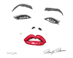 Marilyn Monroe, Marilyn Monroe Signature, Marilyn Monroe Face, dotwork, stipple, stippling, red lips