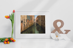 Venice canal painting, Venice Italy wall art, Venetian architecture artwork, romantic European cityscape, Italy travel art print, canal scene painting, Venice summer artwork, peaceful waterway painting, Italian architecture art, framed Venice art print, romantic travel art, old world charm painting, European canal wall decor, serene Venice painting, hand-painted Venice artwork, cityscape fine art print, picturesque Italian scene, romantic bridge artwork, historic Venice canal, August in Venice art