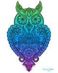 Owl with mandala, henna and paisley inside. Can you find the hidden star? owl sticker, owl decal, owl computer sticker, owl laptop sticker, owl car sticker, henna sticker, mandala sticker