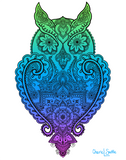 Artwork - Owl : henna, mandala, paisley, star