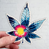 Rocky Mountain High sticker, cannabis sticker, maple leaf sticker, tie dye sticker, tie dye cannabis sticker, tie dye maple leaf sticker, colorado maple leaf, sticker colorado cannabis sticker