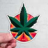 Rocky Mountain High sticker, cannabis sticker, maple leaf sticker, tie dye sticker, tie dye cannabis sticker, tie dye maple leaf sticker, colorado maple leaf, sticker colorado cannabis sticker
