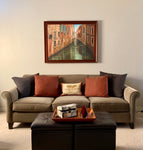 Venice canal painting, Venice Italy wall art, Venetian architecture artwork, romantic European cityscape, Italy travel art print, canal scene painting, Venice summer artwork, peaceful waterway painting, Italian architecture art, framed Venice art print, romantic travel art, old world charm painting, European canal wall decor, serene Venice painting, hand-painted Venice artwork, cityscape fine art print, picturesque Italian scene, romantic bridge artwork, historic Venice canal, August in Venice art