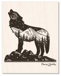 Eva Night Wolf: Wolf artwork, full moon art, howling at the moon, line art mountain drawing, stars artwork, evergreen trees drawing, colorado artist, colorado art, colorado artwork, dotwork art, wolf silhouette art, Mt. Eva coordinates, lupus constellation