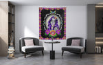 Day of the dead tapestry, Dia de Muertos tapestry, candy skull tapestry, sugar skull tapestry, American traditional woman tapestry, sailor jerry tapestry, old school tattoo tapestry, old school butterfly tapestry, old school roses tapestry, Santa Murete tapestry