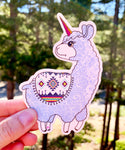 Llamacorn : a mythical creature made up of a llama and unicorn, AKA Unillama.  llamacorn sticker, funny llamacorn decal, funny llama decal, funny unicorn decal, llamacorn sticker, llama sticker, unicorn sticker, llama slap, llamacorn slap, unicorn slap
