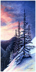berthoud pass art, arapahoe forest art, snowy mountain painting, colorado sunset painting, colorado sunrise art, fine art print, colorado art, colorado artist, colorado artwork, colorado winter art, evergreen trees drawing