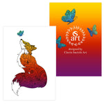 Greeting Card Fox with Henna and Paisley with some Mandelbrot mixed in. colorado artist, colorado art, colorado artwork, butterfly card, fox greeting card, colorado greeting card, mandala greeting card, card with butterflies, card with fox, thank you card, congratulations card, fox silhouette, butterfly silhouette, paisley fox, paisley butterfly