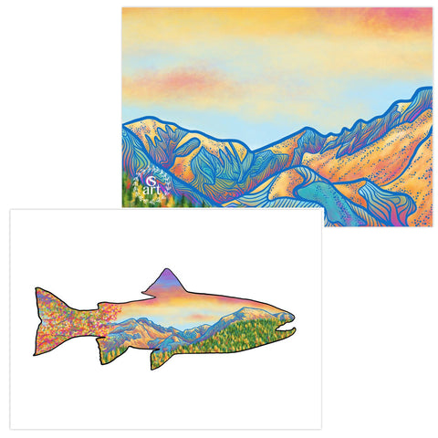 Rainbow Trout greeting card, Rainbow Trout card, Fall Colors greeting card, Fall Colors card, fall card, fall greeting card, autumn card, autumn greeting card, thanksgiving card, thanksgiving greeting card, Colorado mountain lake greeting card, Colorado mountain lake card, Bear Lake greeting card, Bear Lake card, Longs Peak Colorado Mountain greeting card, Longs Peak Colorado Mountain card, glacier gorge card, half mountain greeting card, Estes Park Colorado greeting card, Estes Park Colorado card